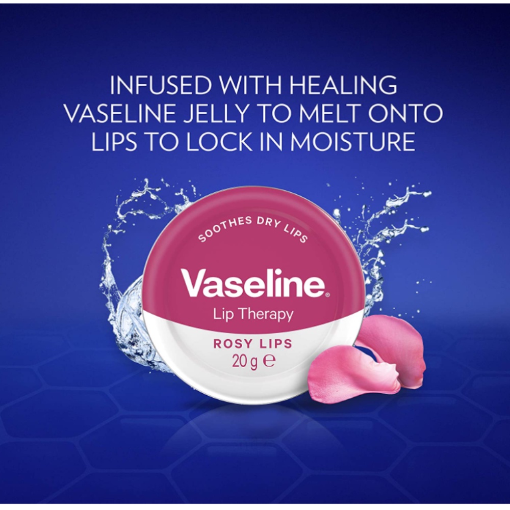 Dưỡng môi Vaseline lip therapy rosy lips 20g cho môi mềm mịn