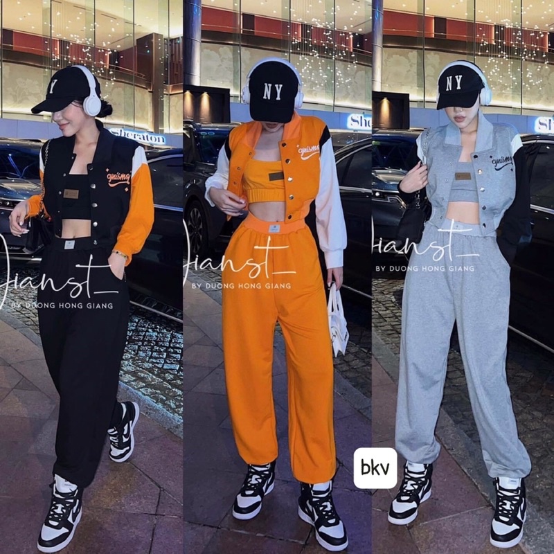 Set thể thao bomber 3 món phối màu (kèm ảnh thật)