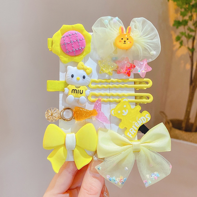 Set 10 kẹp tóc họa tiết hoạt hình đáng yêu gấu Kitty cho bé gái 221