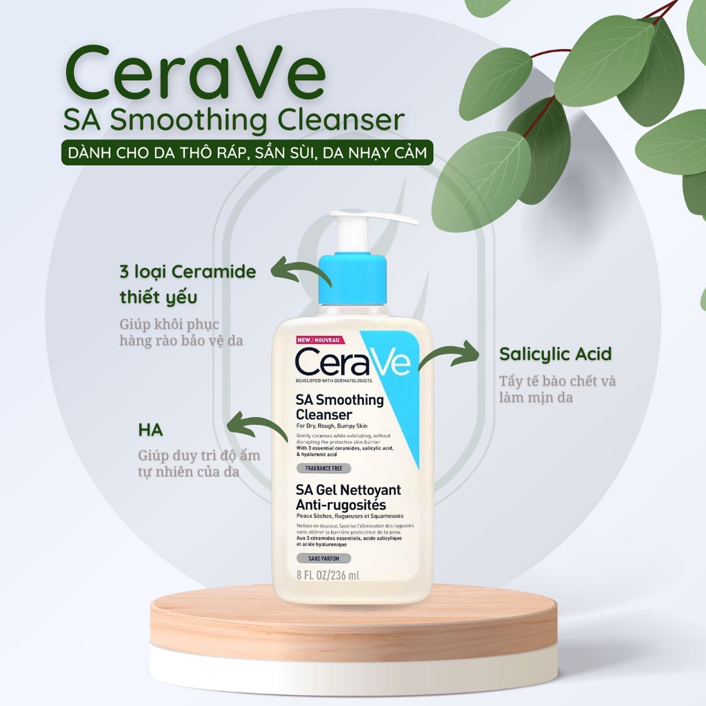 Sữa rửa mặt Cerave Cleanser cho da dầu, khô, nhạy cảm 236ml/473ml – HANAH SKIN (CHÍNH HÃNG)