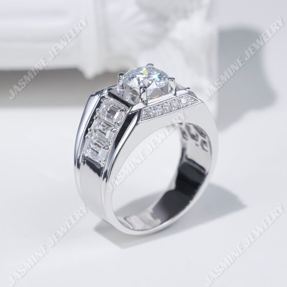 Nhẫn nam kim cương nhân tạo moissanite chủ 7.2 ly - Mẫu 18