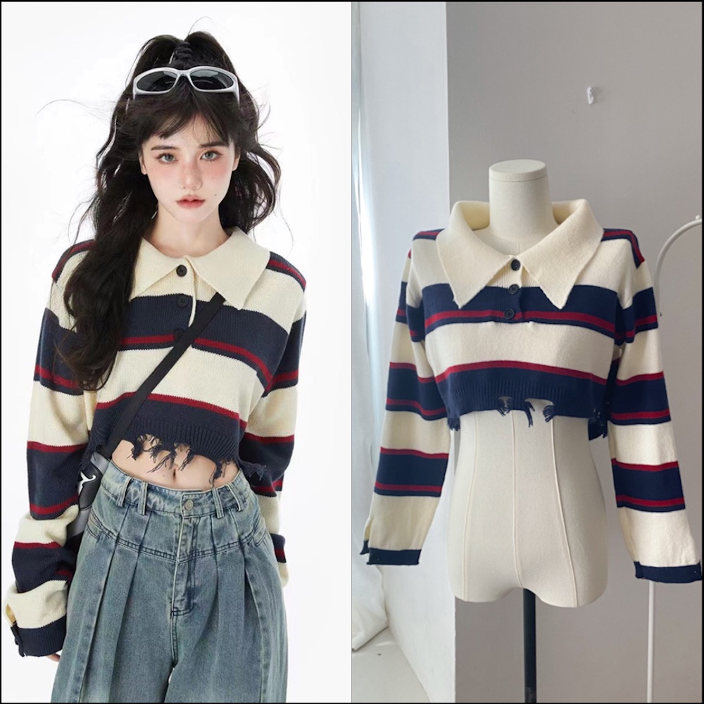 Áo lửng SUXI dài tay cổ bẻ dáng rộng thời trang Hàn Quốc dành cho nữ