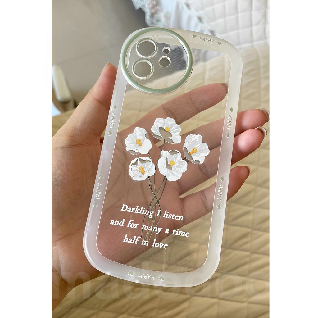 Casing Realme 11 10 Pro+ 9i 8 7i 5 5i 6i 5S C53 C55 C30S C30 C31 C35 C12 C25 C25S Narzo N53 20 30A C21Y C25Y C20 C11 2020 2021 C17 C1 U1 2 Pro ins Flowers Daisy Bouquet Fine Hole Airbag Shockproof Black Clear Soft Phone Back Case Cover DYJ 17