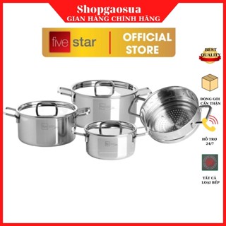 Bộ nồi xửng Fivestar FPB4005 inox 304 sáng bóng 3 đáy liền kèm xửng hấp - bảo hành chính hãng 25 năm