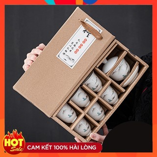 Bộ Chén Khải(Tiềm Trà) Sứ Cảnh Đức Trấn Thấu Quang