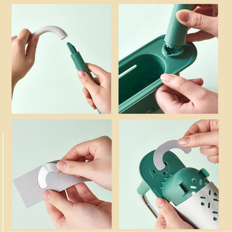 Khay Đựng Dụng Cụ Bồn Rửa Bát Đều Chỉnh Kích Thước Kèm Thanh Treo Khăn