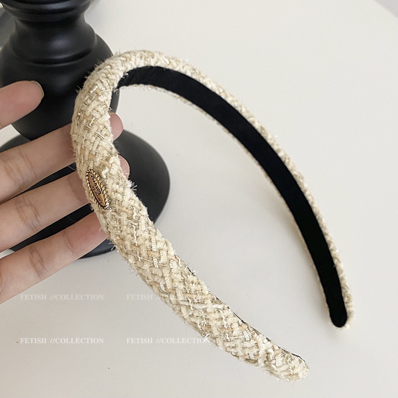 Băng Đô Cài Tóc Vải Tweed Phong Cách Retro Pháp Mới 2022 Cho Nữ