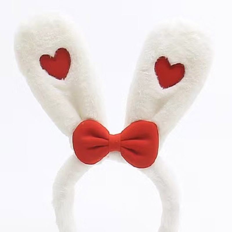 Băng Đô Tai Thỏ Thêu Hình Trái Tim Dễ Thương Dành Cho Trẻ Em Hóa Trang Tiệc Phục Sinh