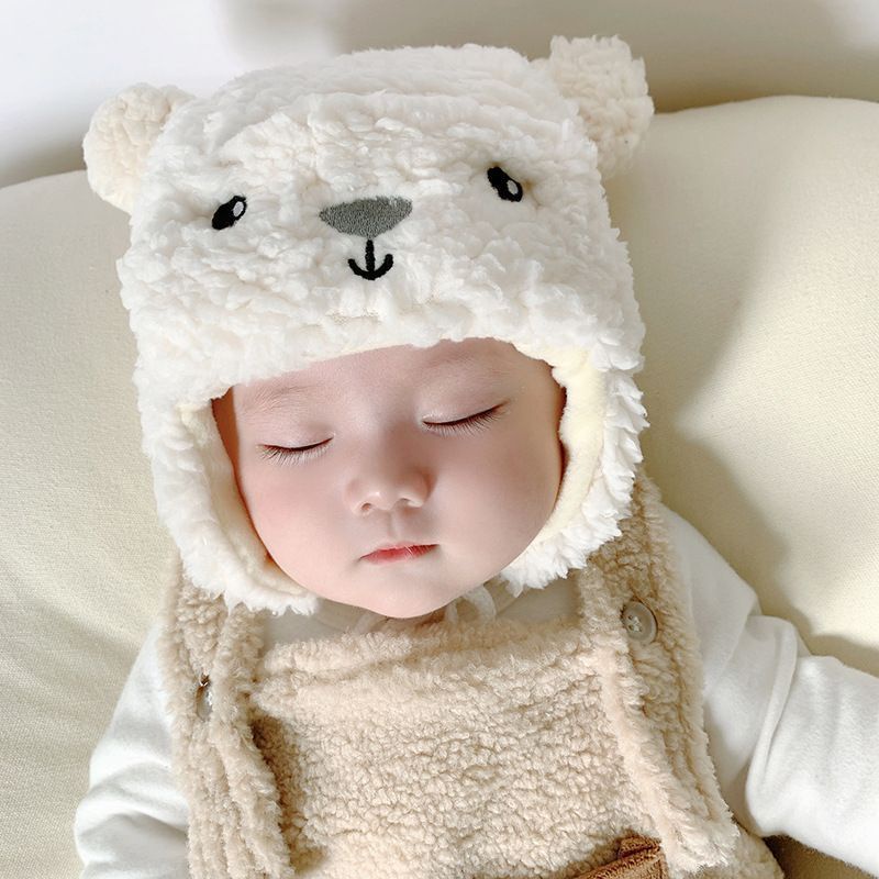 Mũ Trùm Đầu Vải Bông Siêu Dễ Thương Giữ Ấm Tai Thời Trang Thu Đông Cho Bé
