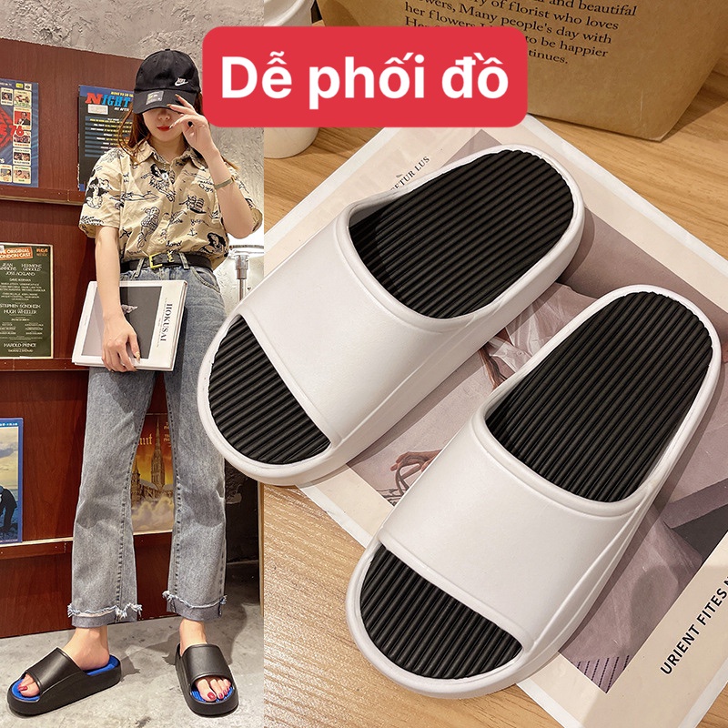 Dép bánh mì nam nữ quai ngang độn đế 3cm basic học sinh chất liệu eva kiểu dáng ulzzang unisex siêu nhẹ-giày dép 97