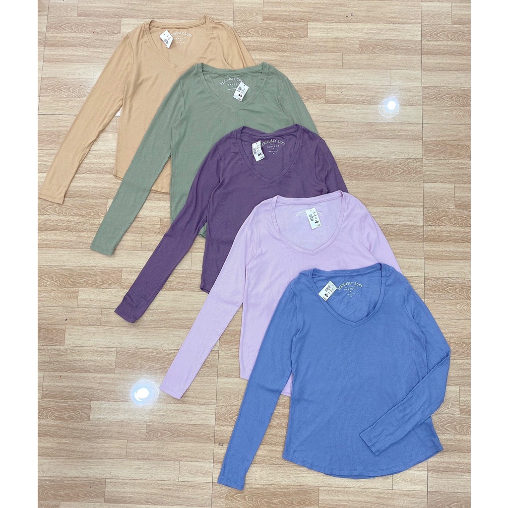 T&Dshop Áo Thun Nữ Có Gân, Áo Cotton Dài Tay Nữ, Hàng Việt Nam Xuất Khẩu.