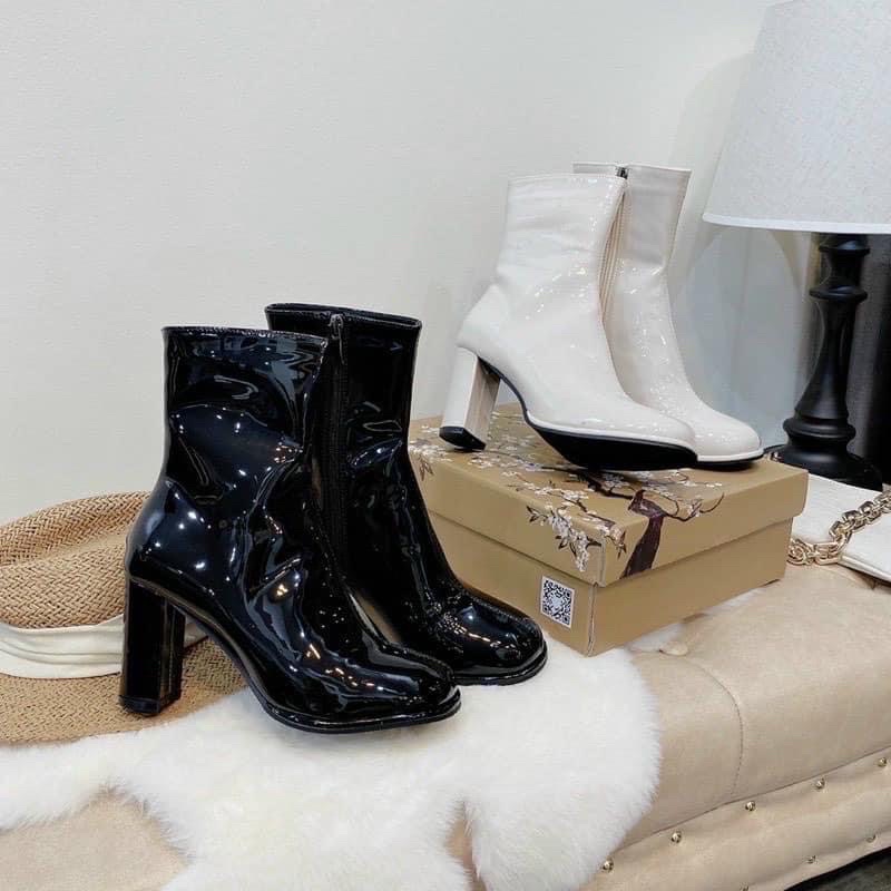 MÃ H22-2 BỐT CỔ LỬNG DA BÓNG GÓT TRỤ MJL FULL BOX