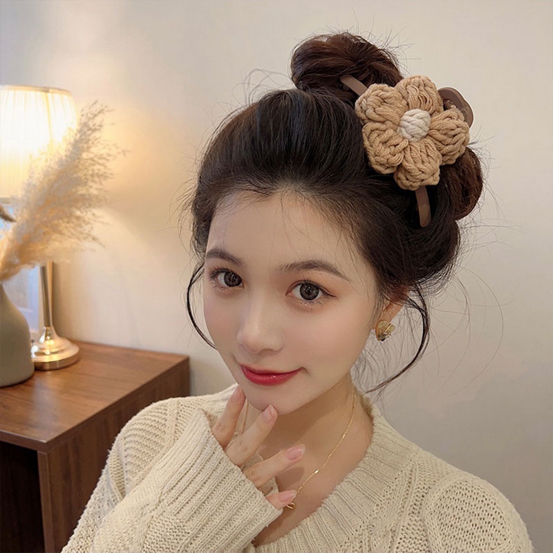 Kẹp Tóc Hình Hoa Bằng Lông Nhung Thời Trang Thu Đông Cho Nữ