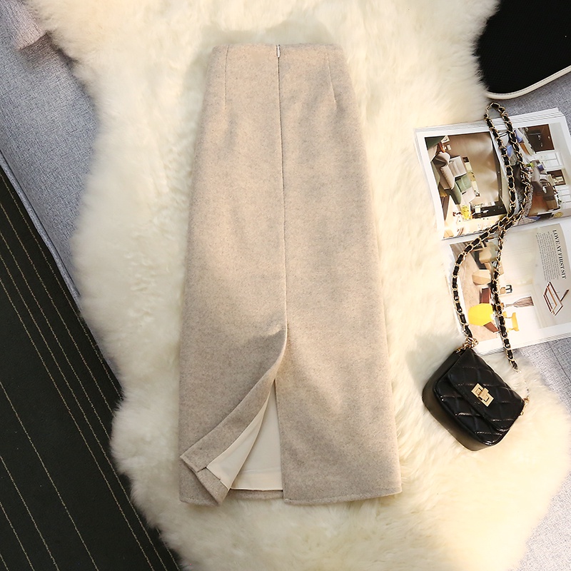 Chân Váy Len Dày Lưng Cao Xẻ Tà Thời Trang Thu Đông Hàng Mới 2023