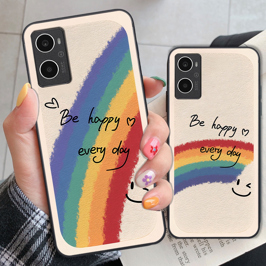 Ốp Oppo A96 4G in hình cô gái be happy trẻ trung cá tính đầy năng động