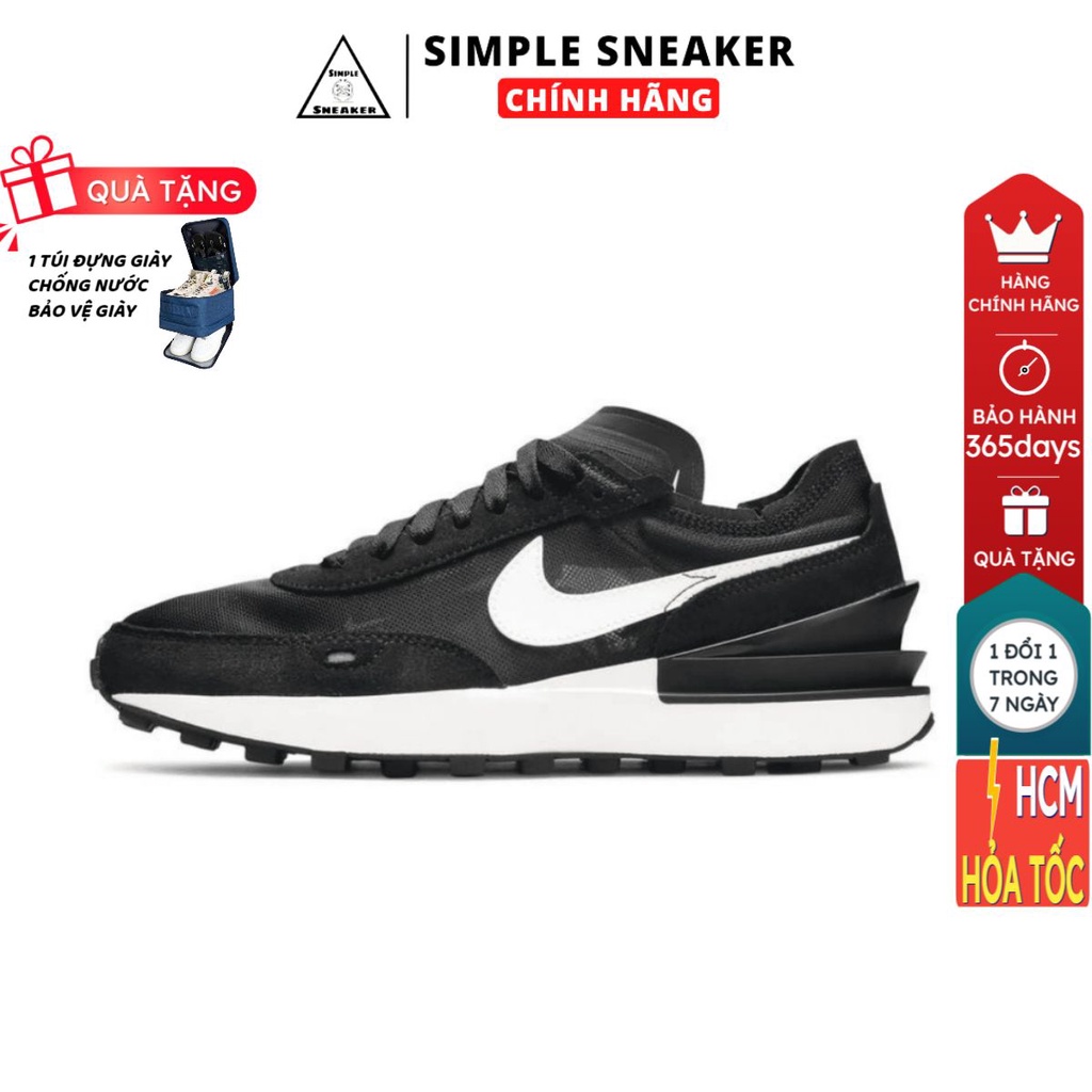 Giày Nike Waffle One Core Black 🔴CHÍNH HÃNG🔴 Giày Sneaker Thể Thao Nike Waffle One Màu Đen Trắng - Simple Sneaker