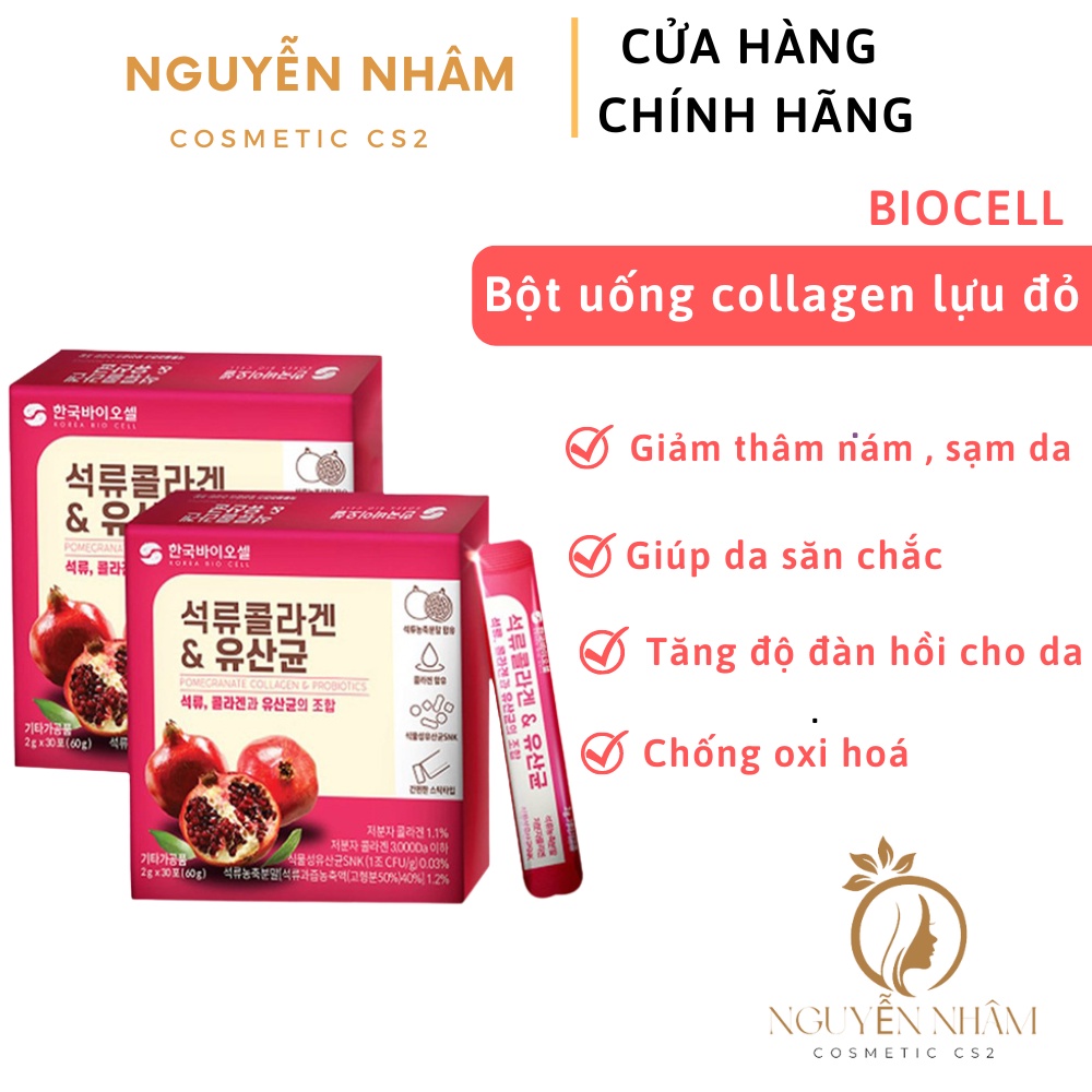 Bột Collagen Uống Lựu Đỏ Bio Cell Hàn Quốc