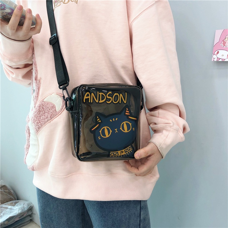 Túi Đeo Chéo Trong Suốt Hình Mèo Đáng Yêu Cho Nữ