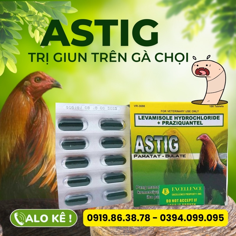 Astig dành cho gà đá - 5 vĩ, 10 viên/vĩ