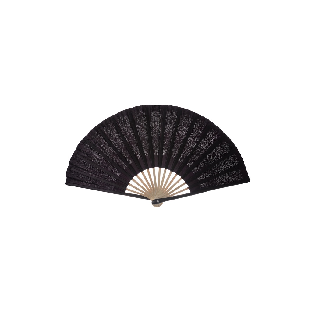 Quạt giấy dzó châm kim khắc cạnh sơn mài