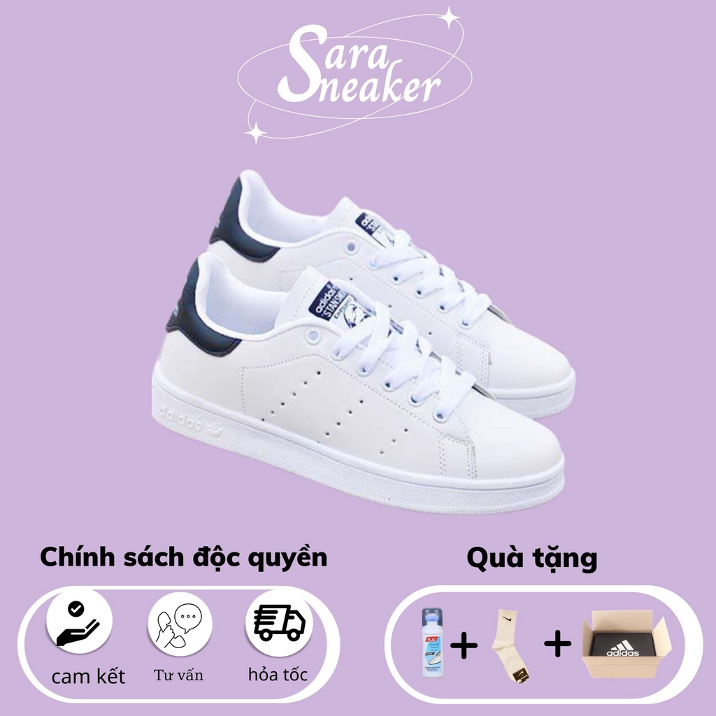 Giày adidas stan smith, giày stan smith gót đen gót xanh nam nữ thấp mới full phụ kiện hàng cao cấp, full size 36-43