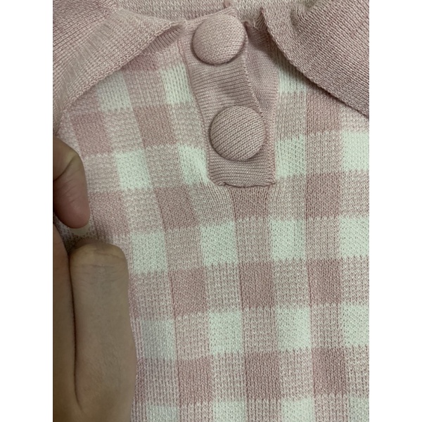 Pass đầm len caro hồng