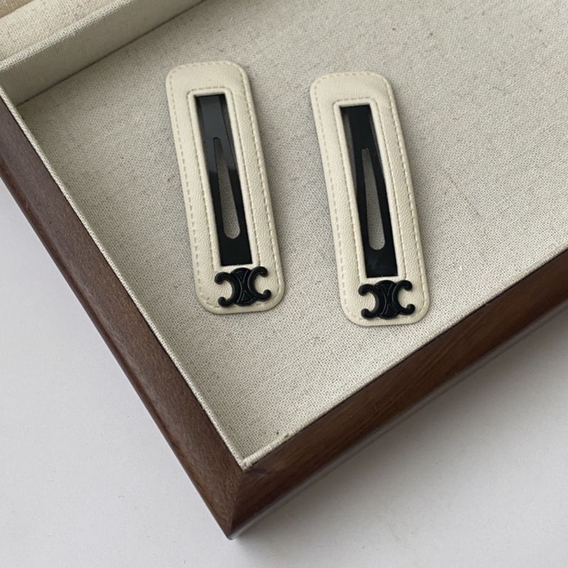 Kẹp Tóc Bằng Da Màu Trắng Đen Phong Cách Retro Thời Trang Thu Đông