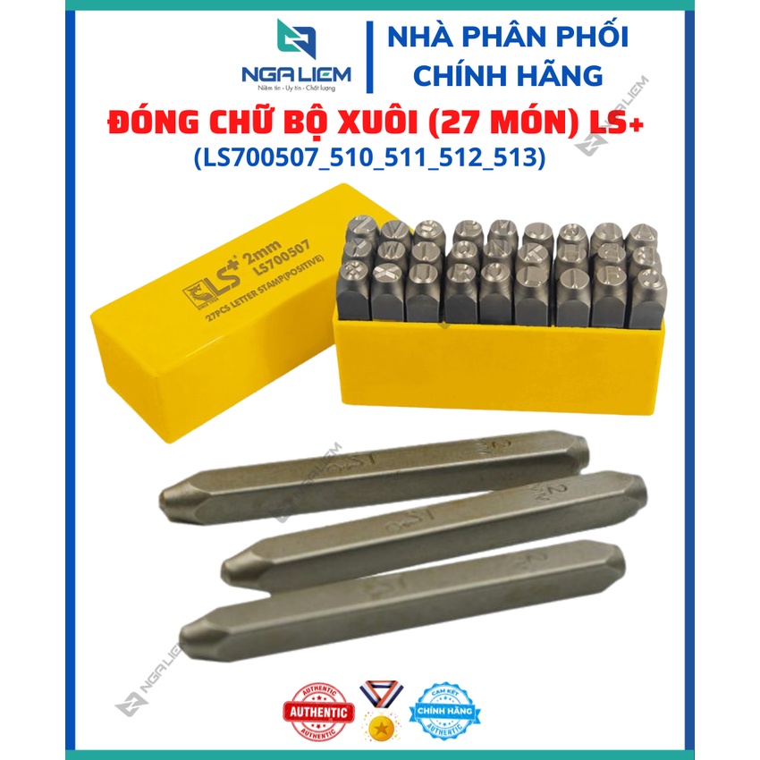 Đóng chữ bộ Xuôi LS+ (27 món) (2mm; 3mm; 4mm; 5mm; 6mm; 8mm; 10mm) (BỘ)