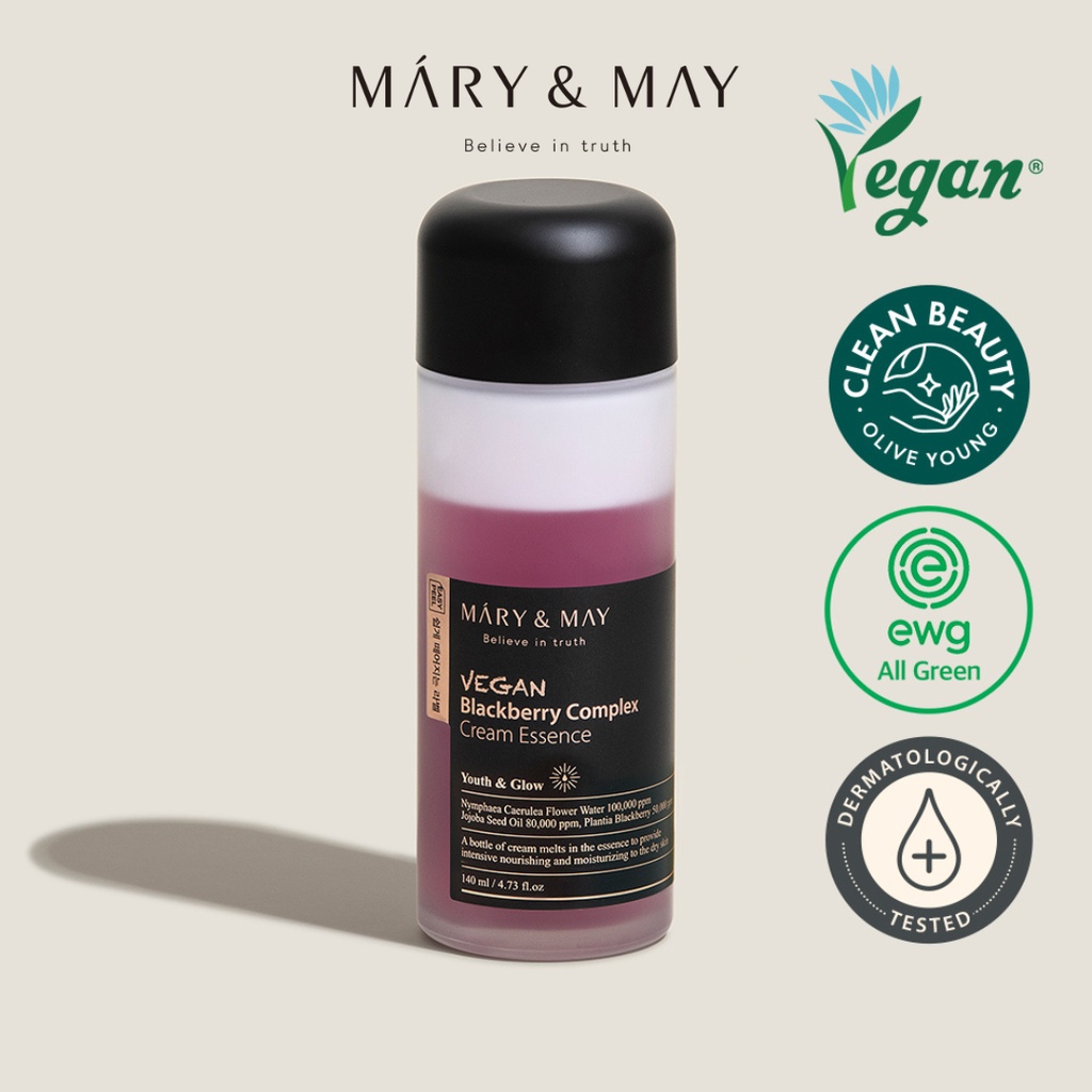 Dưỡng Chất Tăng Cường Độ Ẩm, Chống Lão Hoá Mary&May Vegan Blackberry Complex Cream Essence 140ml