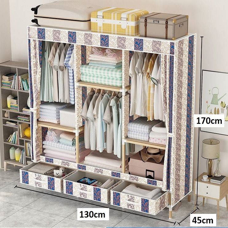 Tủ quần áo vải khung gỗ vuông nguyên khối 2,3,4 buồng siêu lớn bảo hành 24 tháng 1 đổi 1 TUVAICAOCAPVN