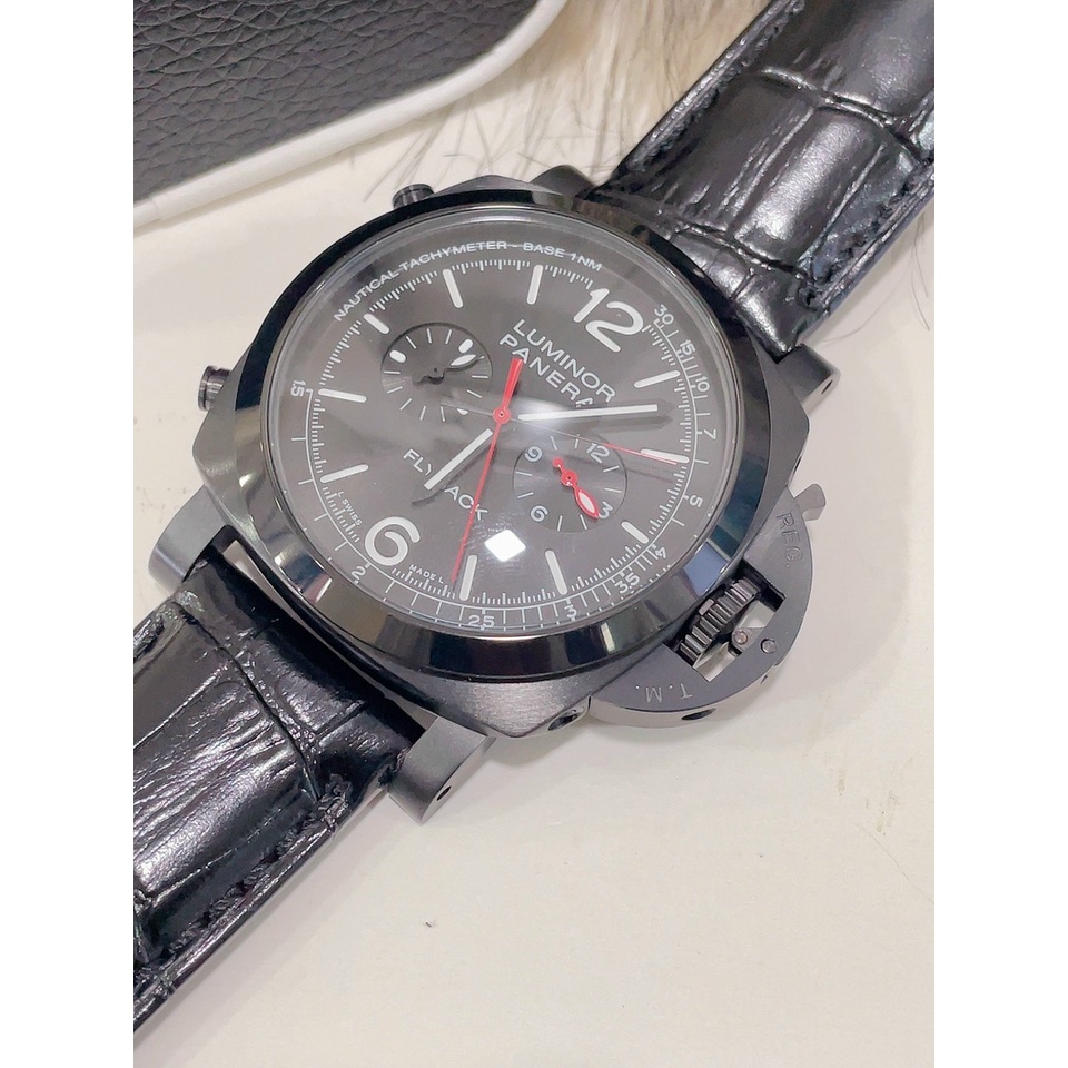 Đồng Hồ Nam Panerai FlyBack , Dây Da Màu Đen / Đỏ , Size 44mm