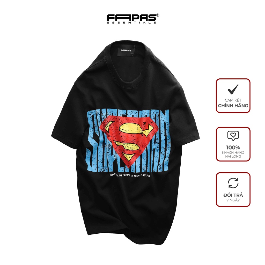 Áo Thun Nam Superman Họa Tiết In Logo Siêu Nhân Nổi Bật Hiệu Ứng In Trame Phong Cách Trẻ Trung Form Regular - FAPAS