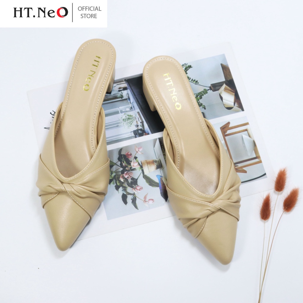 Giày sục nữ HT.NEO da bò thật ,thiết kế mũi nhọn ,gót vuông 3cm, kiểu dáng trẻ trung ,tiện dụng dễ phối đồ GH06