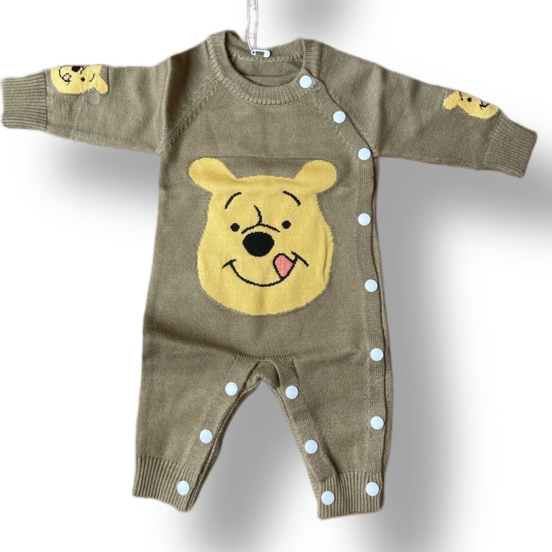 Bộ body suit liền quần-bộ len liền thân bé trai gấu Pooh đáng yêu.Quần áo trẻ em thu đông mẫu mới 2022