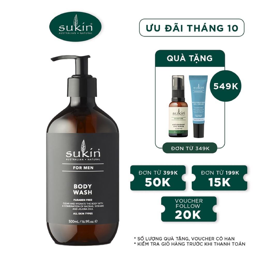 Sữa Tắm Dành Cho Nam Sukin For Men Body Wash 500ml