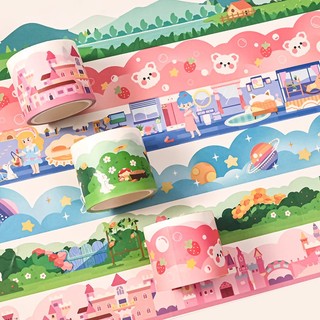 Hàng Mới Cute Sticker Cuộn Sticker Decor Sổ tay Nhãn Dán Vật Liệu Trang Trí Whashi Tape 3M Sticker Ruy Băng