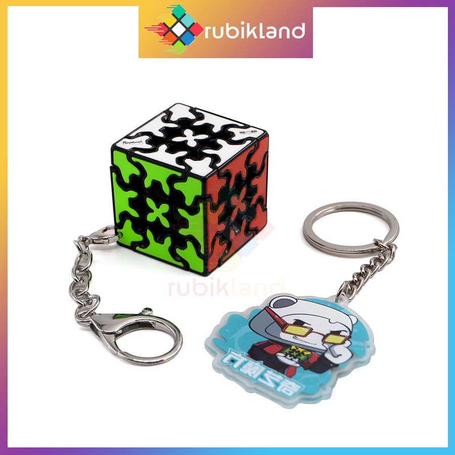 Móc Khóa Rubik QiYi Gear Keychain 3x3 Stickerless Rubic Biến Thể Bánh Răng Đồ Chơi Trí Tuệ
