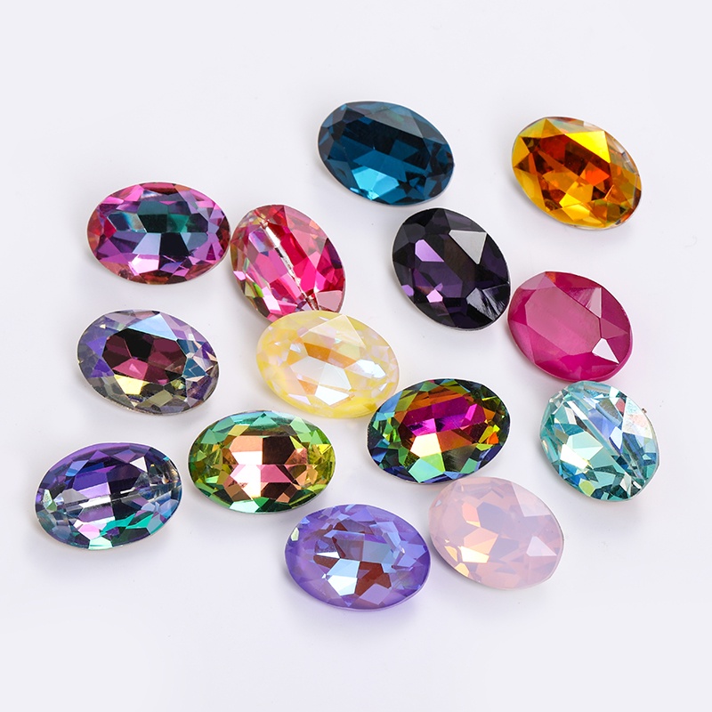 Bán Chạy Năm 2022 Hạt Cườm Thủy Tinh Hình Oval K9 Kích Thước 18x25mm Tự Làm Trang Sức Quần Áo