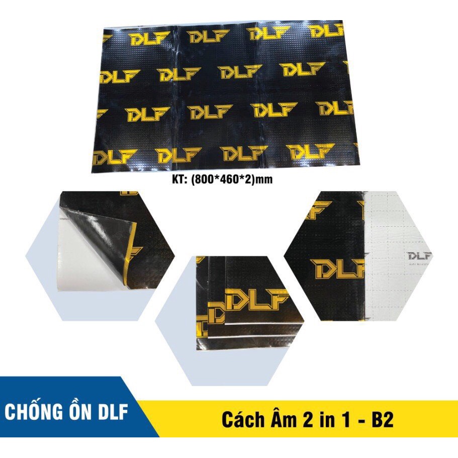 Chống ồn, cách âm 2 lớp DLF cao cấp cho xe ô tô, xe hơi kích thước 46x80 cm, dày 2mm