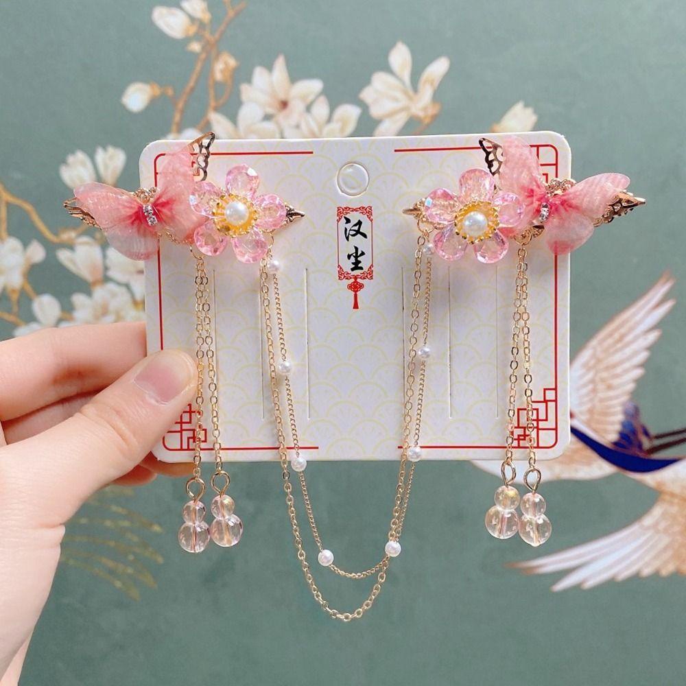 Mxbeauty Trâm Cài Tóc Hình Bướm Phối Chuỗi Xích Phong Cách Cổ Điển Trung Hoa