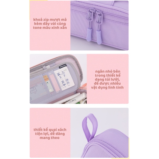 Hộp bút vải đa năng ANGOO - DOUBLE LAYER