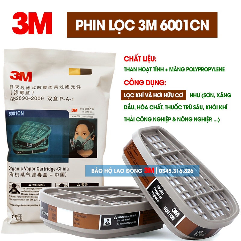 Phin lọc 3M 6001CN dùng cho mặt nạ phòng độc chống bụi 3M 6200, 6800, 7502, ...