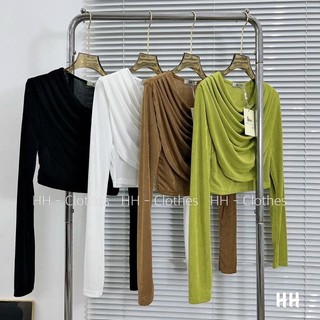 Áo Giấy Nhũ Croptop Cổ Đổ