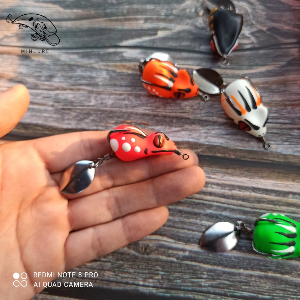 Mồi giả câu lure cá lóc nhái hơi Nhím Mini 3.5cm Minlure chuyên câu cá lóc ruộng đồng nước lũ câu cá lóc nhỏ