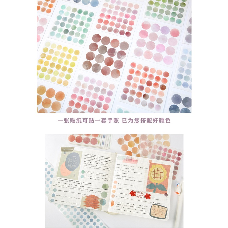Sticker Washi Miếng Dán Hình Chấm Tròn Dán Postcard Màu Pastel Trang Trí Sổ Tay/ Dán Tường/
