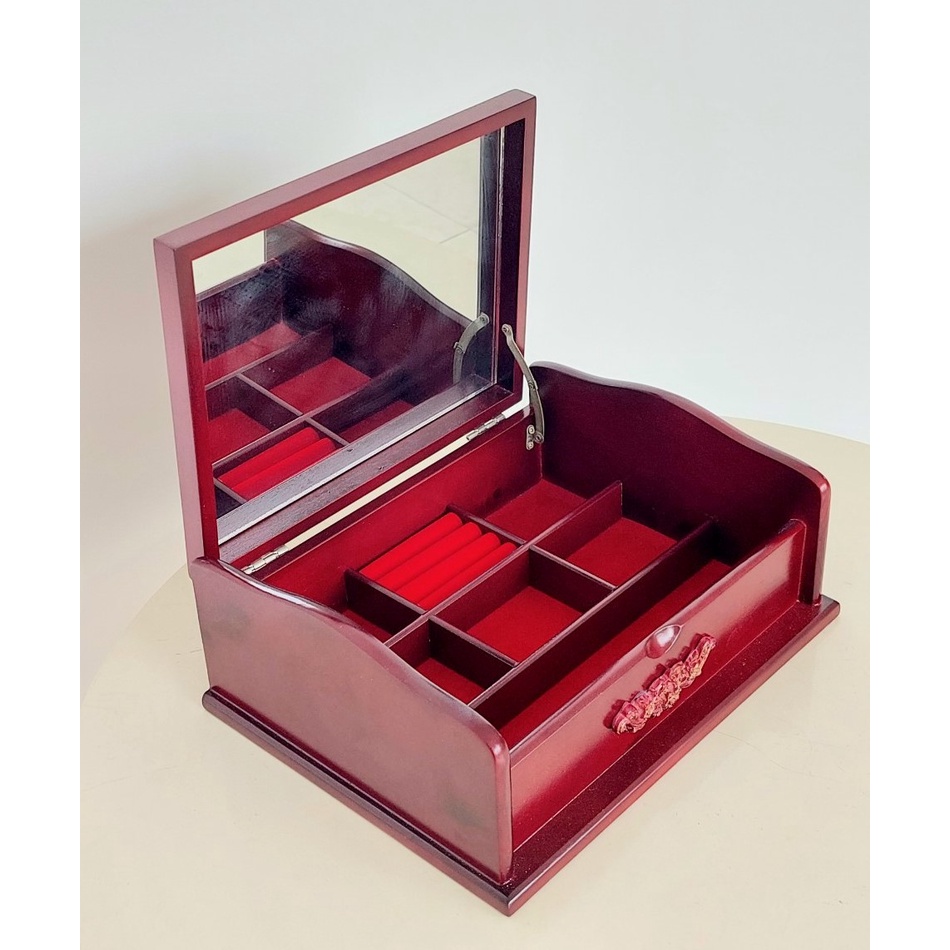 Hộp Nữ Trang Gỗ Có Gương Sang Trọng 27x20.5cm - Hàng VN Xuất Khẩu