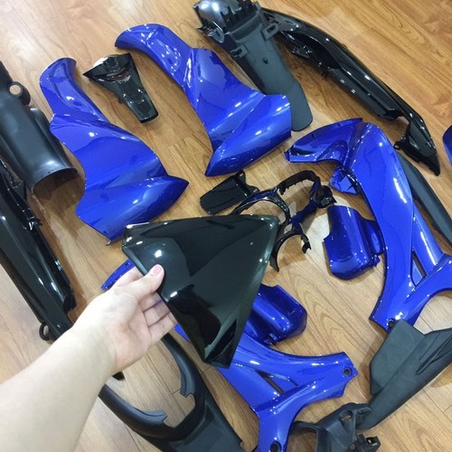 Bộ dàn áo xe Jupiter MX MẮT CÁO, nhựa ABS nguyên sinh cao cấp màu XANH DƯƠNG Tím - ĐEN - Kèm pha đèn mắt cáo