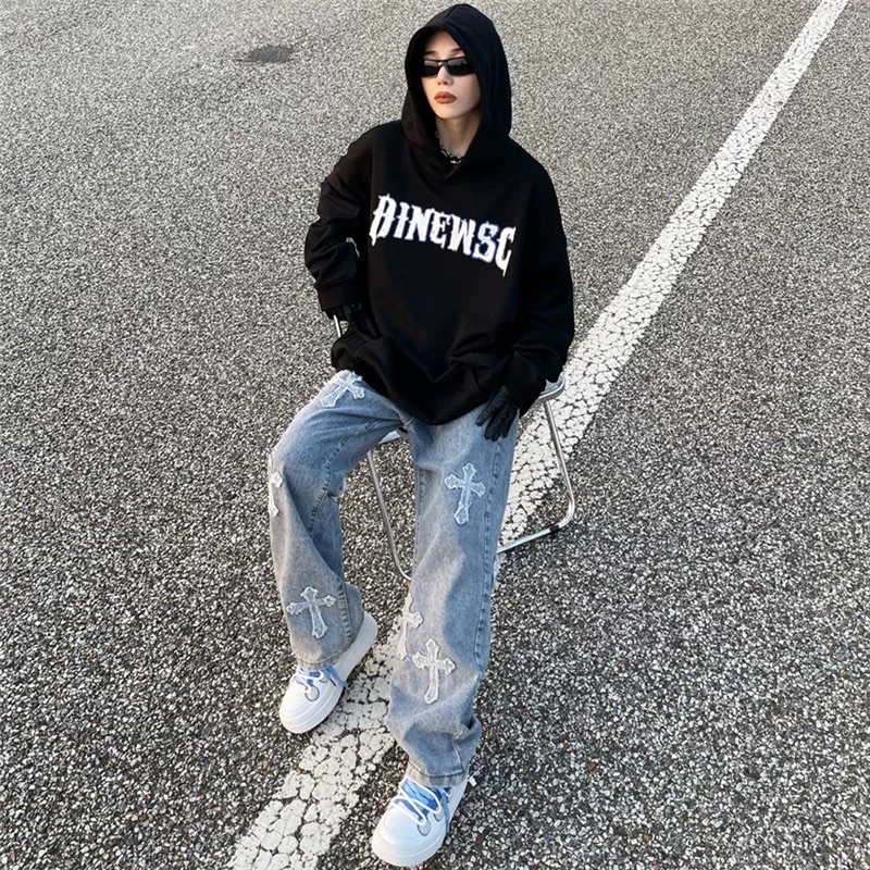 Quần baggy rộng thêu thập kèm video sp