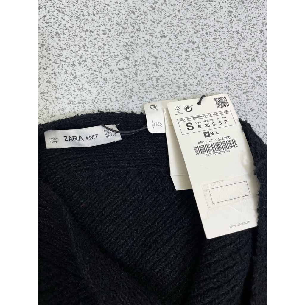 Áo len hở lưng ZARA hàng hiệu chính hãng thời trang nữ A387 màu đen size S secondhand thanh lý ký gửi