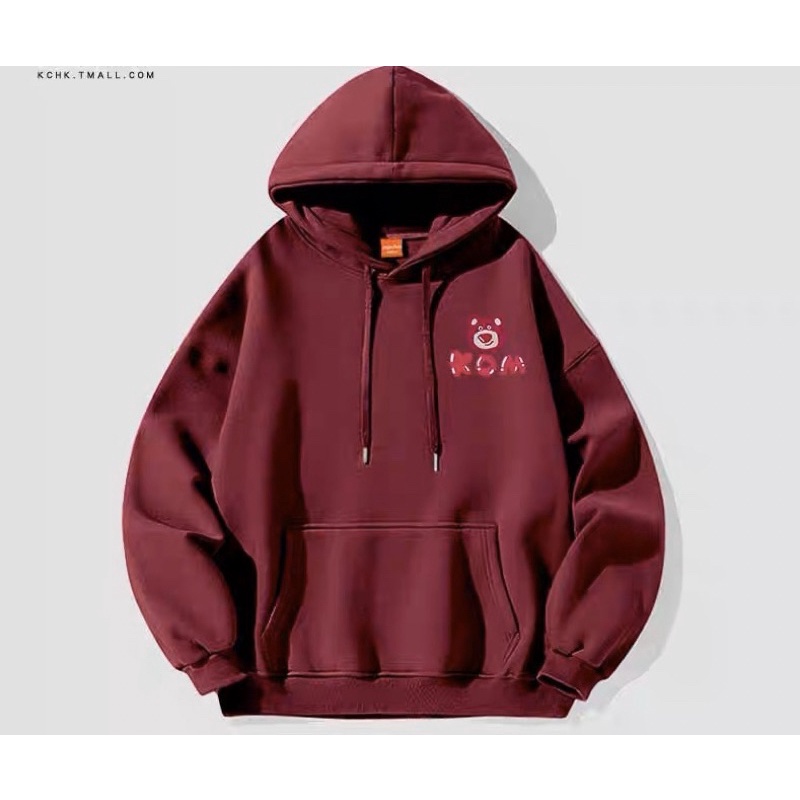Áo Hoodie Dài Tay Túi Bụng Unisex Logo Gấu KOM